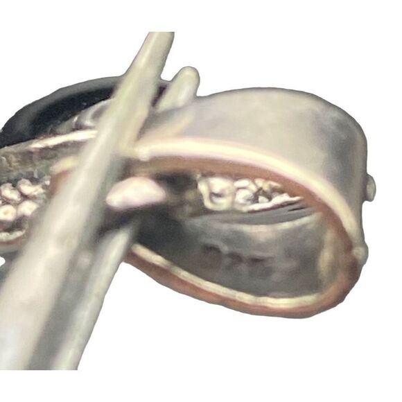 Onyx and sterling silver pendant oval elongated with rope dotted detail - Picture 6 of 8